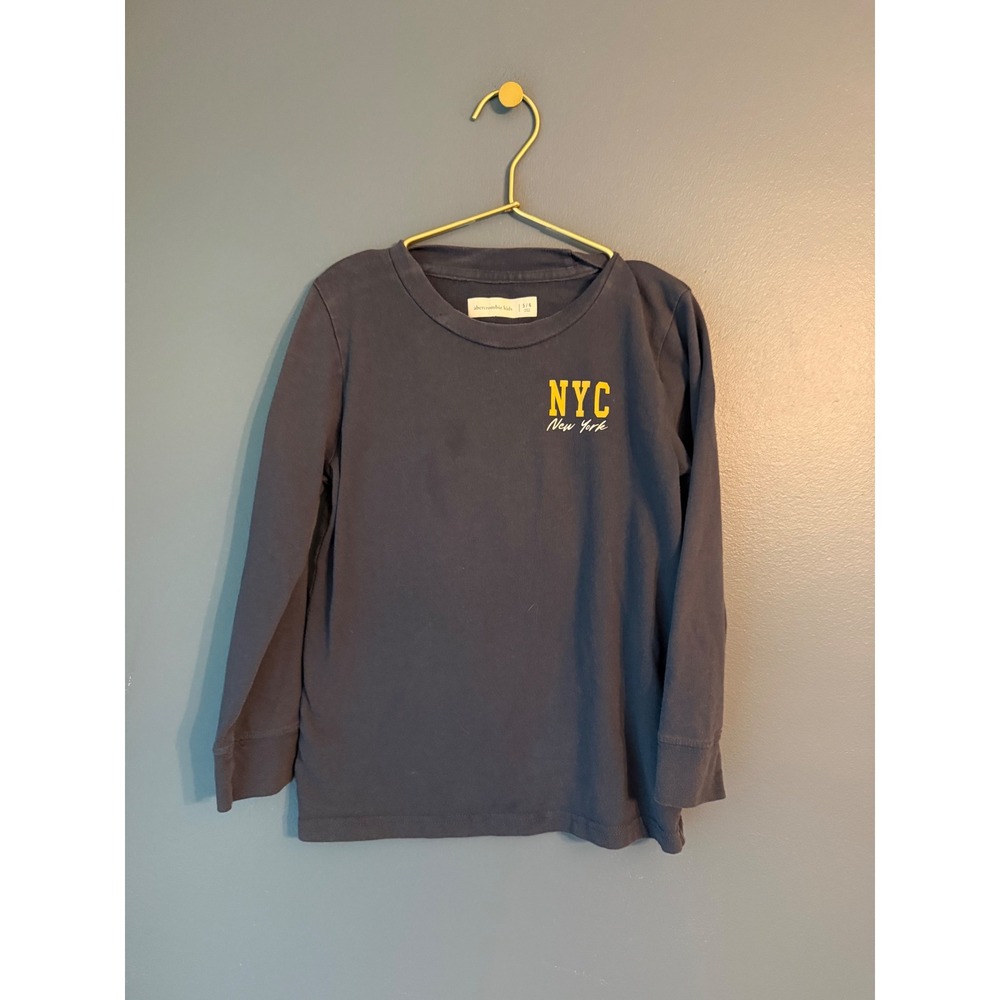 Abercrombie Kids NYC New York The Big Apple Graphic Long Sleeve Tee Gray 5/6